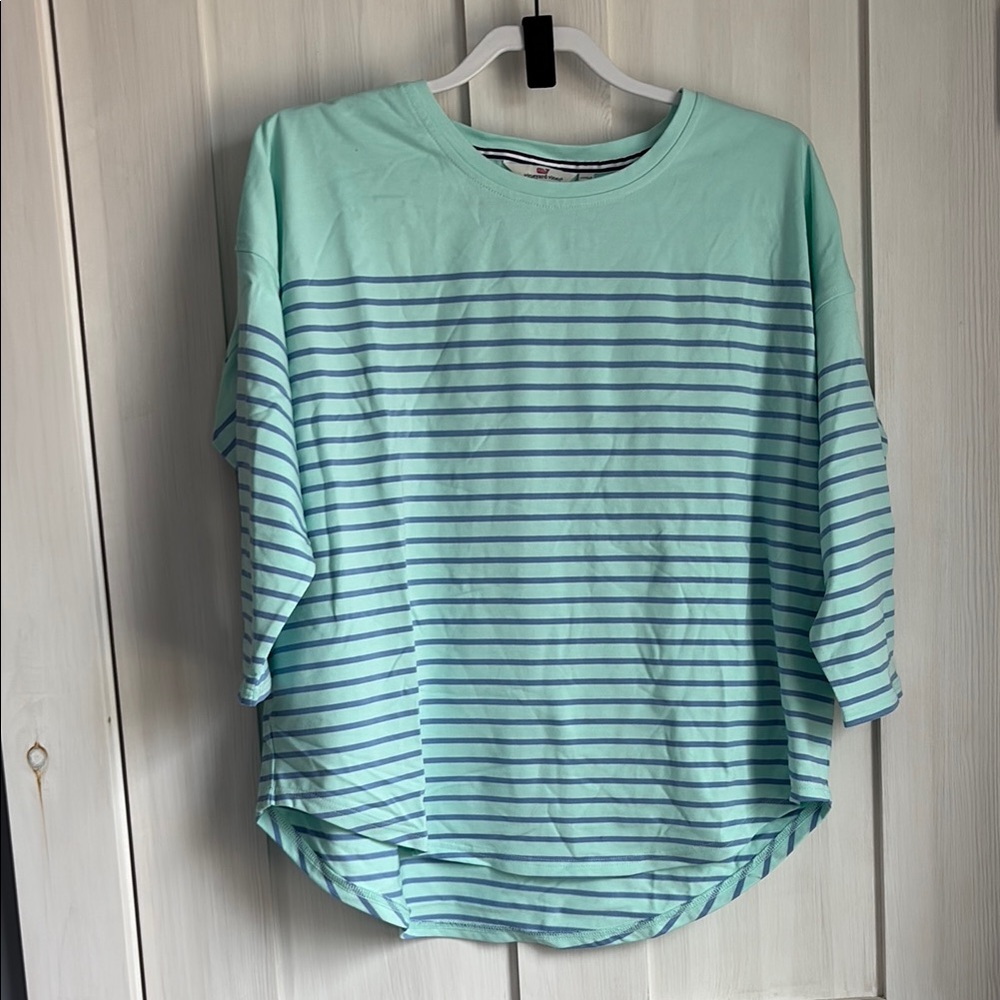 Vineyard Vines Mint Green Striped Women's Top 3/4 sleeve
